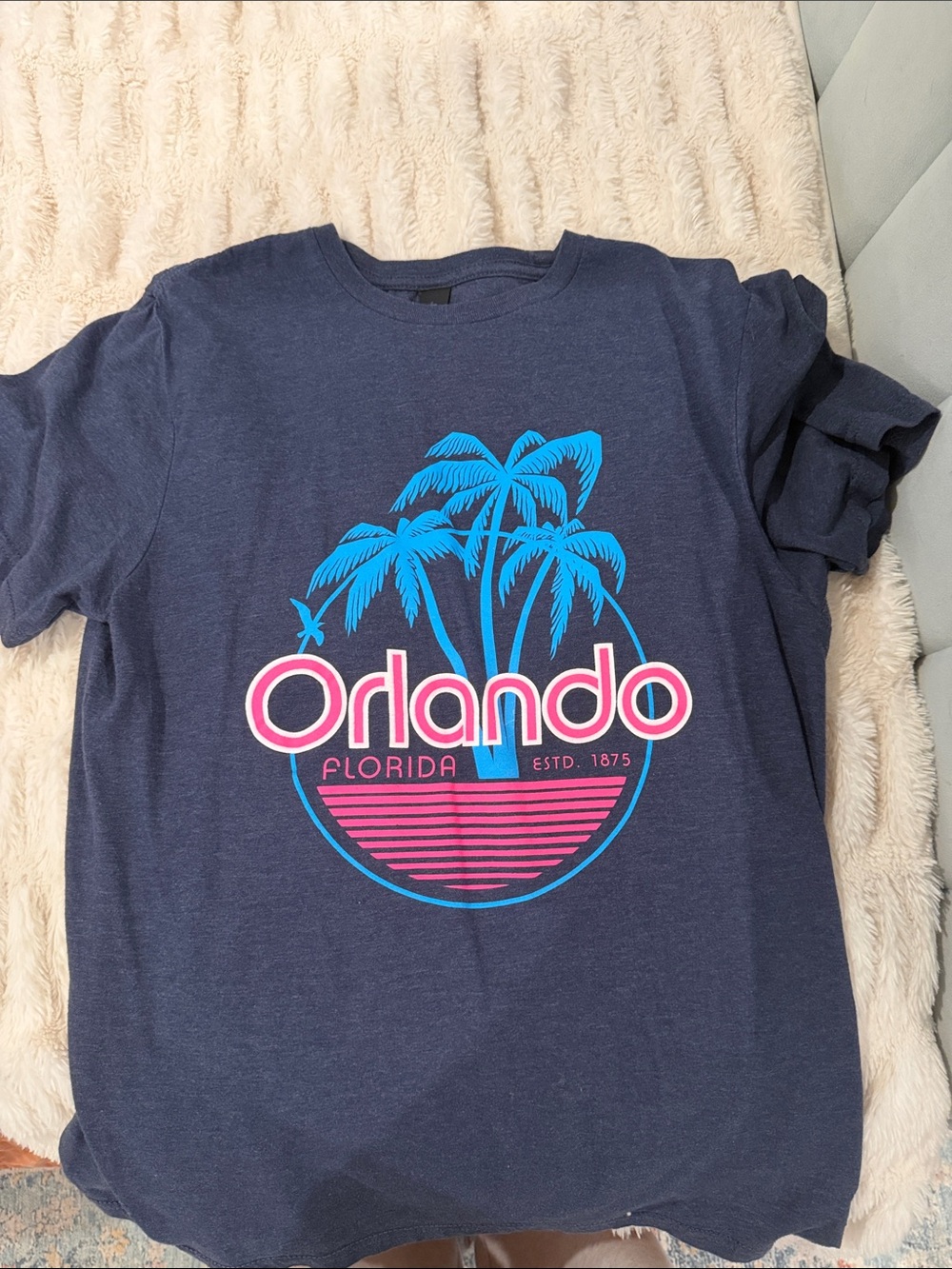 Orlando Florida Palm Graphic T-Shirt - Navy Blue
